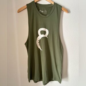 ZYIA Olive Green Muscle Tank with White Kettlebell Design